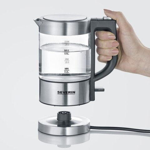 SEVERIN SEVERIN CZAJNIK ELEKTR. SZKŁO-STAL, POJ. 0,5 L, ZAKRYTA GRZAŁKA, W 100% BEZ BPA, OBSŁUGA JEDNĄ RĘKĄ, MOC 1100W WK3472 SEVERIN SEVERIN CZAJNIK ELEKTR. SZKŁO-STAL, POJ. 0,5 L, ZAKRYTA GRZAŁKA, W 100% BEZ BPA, OBSŁUGA JEDNĄ RĘKĄ, MOC 1100W WK3472