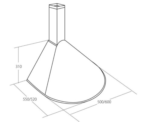 AKPO Okap kominowy AKPO WK-5 RONDO TURBO 50 BIAŁY (500mm, kolor biały) (WYPRZEDAŻ)