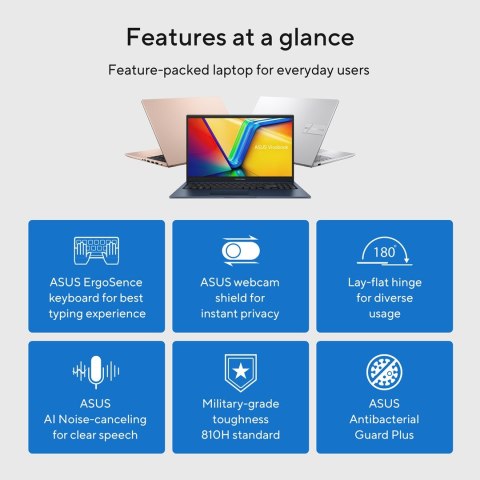 ASUS ASUS Vivobook 15 X1504VA-BQ2947 Core 5 120U 15.6"FHD IPS-level Panel 60Hz 250nits AG 16GB DDR4 SSD512 Intel Graphics WLAN+BT Cam ASUS ASUS Vivobook 15 X1504VA-BQ2947 Core 5 120U 15.6"FHD IPS-level Panel 60Hz 250nits AG 16GB DDR4 SSD512 Intel Graphics WLAN+BT Cam