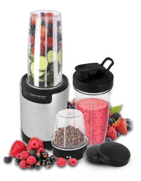 Blender sportowy do mielenia Esperanza NUTRI BOMB EKM030 (900W; kolor czarno-srebrny) Blender sportowy do mielenia Esperanza NUTRI BOMB EKM030 (900W; kolor czarno-srebrny)