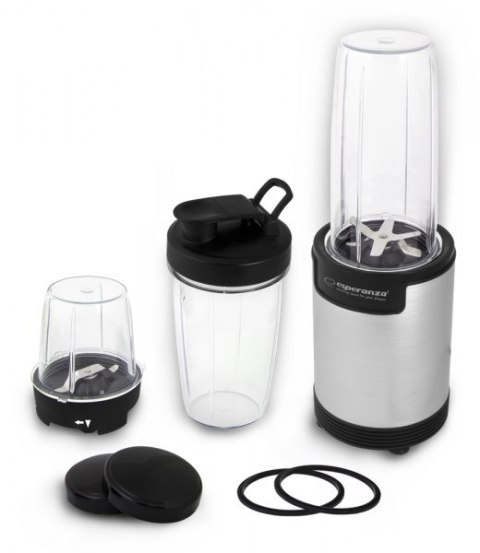 Blender sportowy do mielenia Esperanza NUTRI BOMB EKM030 (900W; kolor czarno-srebrny) Blender sportowy do mielenia Esperanza NUTRI BOMB EKM030 (900W; kolor czarno-srebrny)