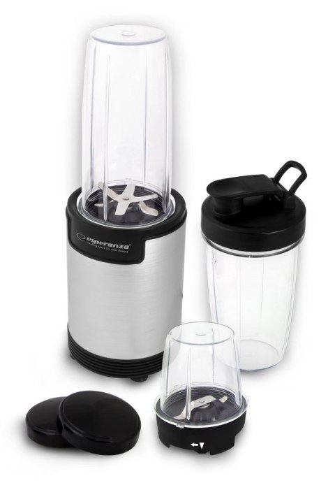 Blender sportowy do mielenia Esperanza NUTRI BOMB EKM030 (900W; kolor czarno-srebrny) Blender sportowy do mielenia Esperanza NUTRI BOMB EKM030 (900W; kolor czarno-srebrny)
