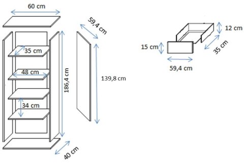 Cama MEBLE Witryna S1 SOHO 60x41x192 kaszmir+ czarny