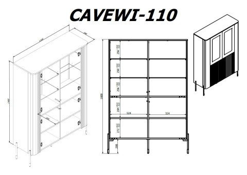 Cama MEBLE Witryna VERA 110x40x160 kaszmir mat