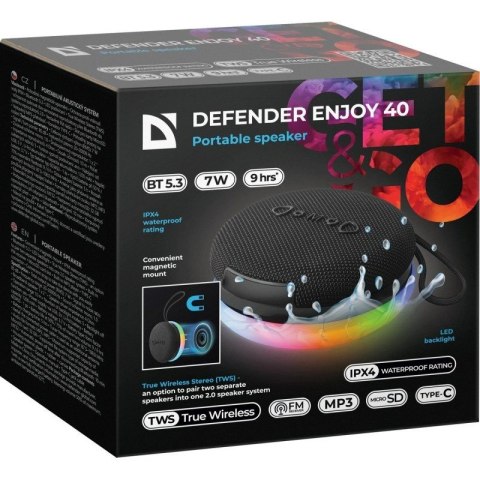 Defender DEFENDER GŁOŚNIK ENJOY 40 7W BLUETOOTH 5.3, PODSWIETLENIE LED 65141 Defender DEFENDER GŁOŚNIK ENJOY 40 7W BLUETOOTH 5.3, PODSWIETLENIE LED 65141