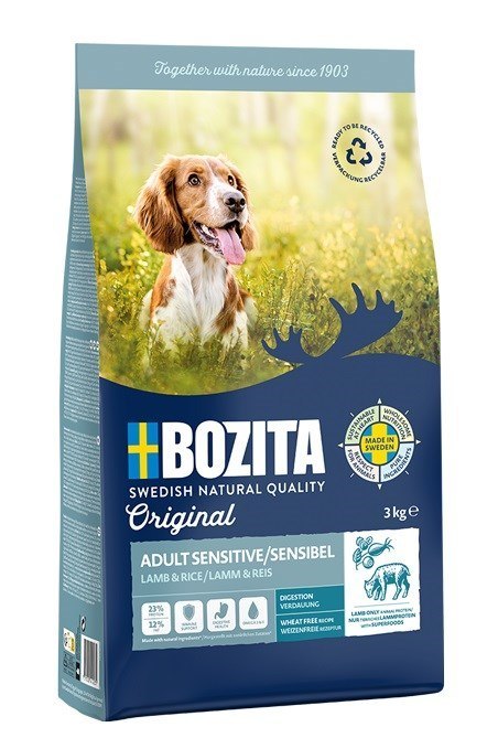 BOZITA Bozita Original Adult Sensitive Jagnięcina i Ryż - sucha karma dla psa - 3 kg (WYPRZEDAŻ)
