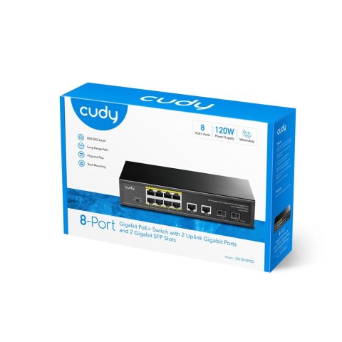 CUDY Switch CUDY GS1010PS2 8-GbE PoE z 2 portami