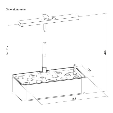 GreenBlue GREENBLUE INTELIGENTNY SYSTEM WEWNĘTRZNEJ UPRAWY ROŚLIN, DONICZKA SMART, POJEMNOŚĆ 4L, NA 12 ROŚLIN, DIODY LED FULL SPECTRUM
