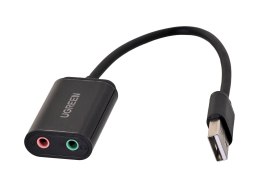 UGREEN Ugreen zewnętrzna karta dźwiękowa adapter USB -3,5 mm mini jack 15cm (czarny)