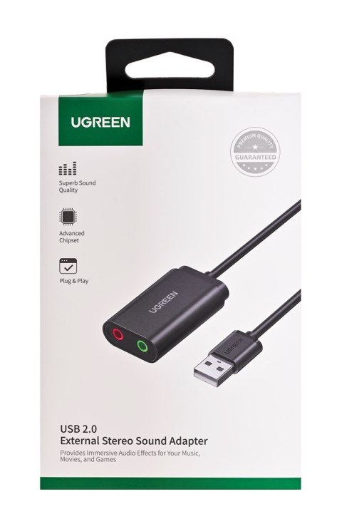 UGREEN Ugreen zewnętrzna karta dźwiękowa adapter USB -3,5 mm mini jack 15cm (czarny) UGREEN Ugreen zewnętrzna karta dźwiękowa adapter USB -3,5 mm mini jack 15cm (czarny)