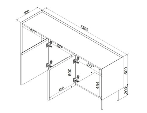 Cama MEBLE Komoda FELLINI 150x40x70 kaszmir + blat dąb olejowany Cama MEBLE Komoda FELLINI 150x40x70 kaszmir + blat dąb olejowany