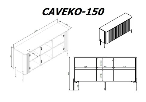 Cama MEBLE Komoda VERA 150x40x80 biały mat Cama MEBLE Komoda VERA 150x40x80 biały mat