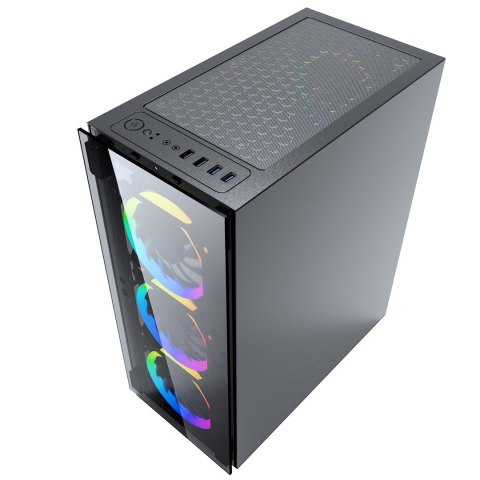 GEMBIRD GEMBIRD OBUDOWA FORNAX 1500RGB MIDI-TOWER (2X USB 3.0, HD AUDIO, 4X FAN, PRZEZROCZYSTY PANEL BOCZNY) CZARNA
