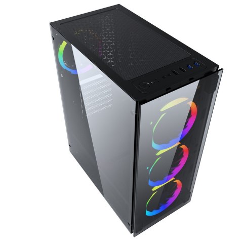 GEMBIRD GEMBIRD OBUDOWA FORNAX 1500RGB MIDI-TOWER (2X USB 3.0, HD AUDIO, 4X FAN, PRZEZROCZYSTY PANEL BOCZNY) CZARNA