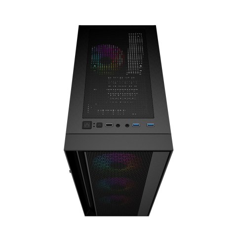 GEMBIRD GEMBIRD OBUDOWA FORNAX 4000 MIDI-TOWER (2X USB 3.0, 1X USB 2.0, HD AUDIO, SZKLANY PANEL BOCZNY, PODŚWIETLENIE ARGB) CZARNA