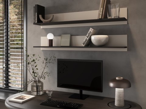 Cama MEBLE Półka 2szt. SOHO 125x20x20 kaszmir+ czarny