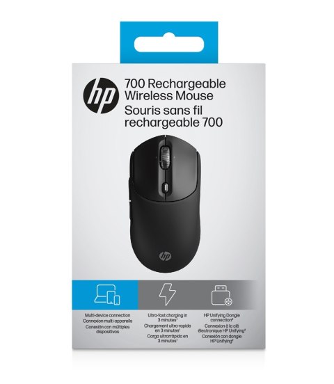 Hewlett-Packard Mysz HP 700 Rechargeable Mouse Black bezprzewodowa z akumulatorem czarna AZ7B0AA Hewlett-Packard Mysz HP 700 Rechargeable Mouse Black bezprzewodowa z akumulatorem czarna AZ7B0AA