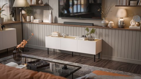 Cama MEBLE Szafka RTV FELLINI 150x40x52 kaszmir + blat dąb olejowany