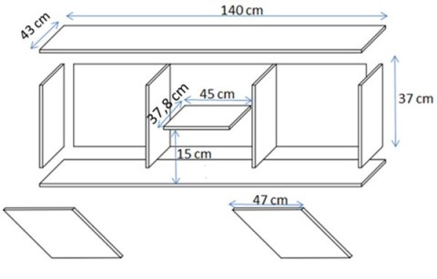 Cama MEBLE Szafka RTV SOHO 140x43x37 kaszmir+czarny