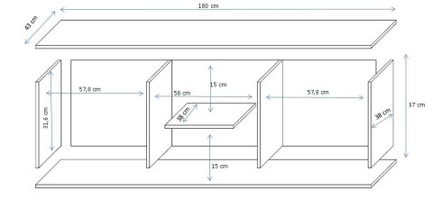 Cama MEBLE Szafka RTV SOHO 180x43x37 kaszmir+czarny