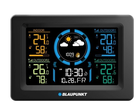 Blaupunkt BLAUPUNKT Stacja pogodowa z 3 czujnikami z LCD WS40BK
