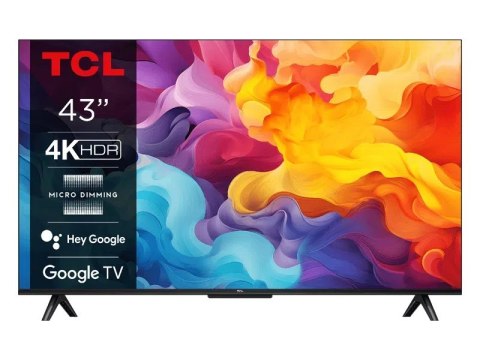 TCL Telewizor TCL 43V6B LED 43'' 4K Ultra HD Google TV Dolby Audio DVB-T2 Czarny (WYPRZEDAŻ)