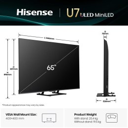 HISENSE Telewizor Hisense 65U7Q ULED 65'' 4K Ultra HD VIDAA Dolby Atmos DVB-T2 Czarny
