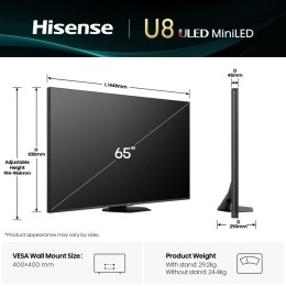 HISENSE Telewizor Hisense 65U8Q ULED 65'' 4K Ultra HD 165Hz VIDAA Dolby Atmos Czarny