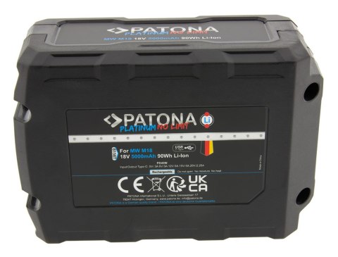 PATONA PATONA Platinum 18V Akumulator do Milwaukee M18 z portem USB-C PD45W PATONA PATONA Platinum 18V Akumulator do Milwaukee M18 z portem USB-C PD45W