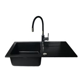 Maidsinks Czarny zestaw zlew z baterią - zlewozmywak Maidsinks Bali (62x44) 1B 1D czarny + Bateria Lungo czarna