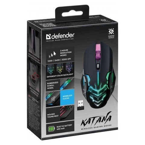 Defender DEFENDER MYSZ GAMINGOWA KATANA GM-511 RF 3200DPI 7P CZARNA 52511 Defender DEFENDER MYSZ GAMINGOWA KATANA GM-511 RF 3200DPI 7P CZARNA 52511