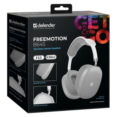 Defender DEFENDER SŁUCHAWKI BLUETOOTH FREEMOTION B645 SZARE 63646 Defender DEFENDER SŁUCHAWKI BLUETOOTH FREEMOTION B645 SZARE 63646