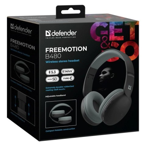 Defender DEFENDER SŁUCHAWKI NAUSZNE BLUETOOTH FREEMOTION B480 CZARNE 63480 Defender DEFENDER SŁUCHAWKI NAUSZNE BLUETOOTH FREEMOTION B480 CZARNE 63480