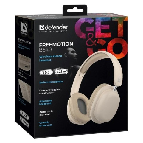 Defender DEFENDER SŁUCHAWKI NAUSZNE BLUETOOTH FREEMOTION B640 BEŻOWE 63642 Defender DEFENDER SŁUCHAWKI NAUSZNE BLUETOOTH FREEMOTION B640 BEŻOWE 63642