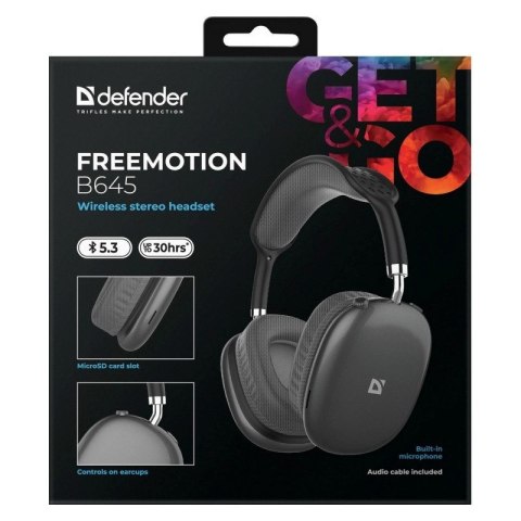 Defender DEFENDER SŁUCHAWKI NAUSZNE BLUETOOTH FREEMOTION B645 CZARNE 63645 Defender DEFENDER SŁUCHAWKI NAUSZNE BLUETOOTH FREEMOTION B645 CZARNE 63645