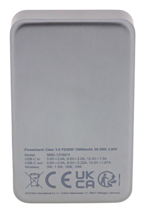 PATONA PATONA Premium Powerbank Clear 3.0 PD20W 10.000mAh MagSafe z ładowaniem bezprzewodowym PATONA PATONA Premium Powerbank Clear 3.0 PD20W 10.000mAh MagSafe z ładowaniem bezprzewodowym