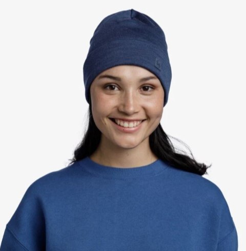 Buff Czapka BUFF MERINO HEAVYWEIGHT BEANIE SOLID NIGHT BLUE