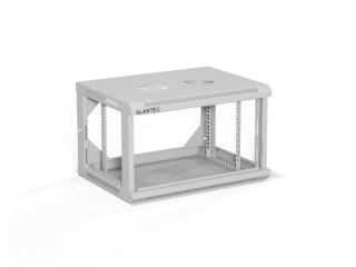A-LAN ALANTEC Szafa wisząca 19" 6U 600x450, drzwi szklane, kolor szary, do samodzielnego montażu - Flat Pack (SW-6U-600-450-01-SF)