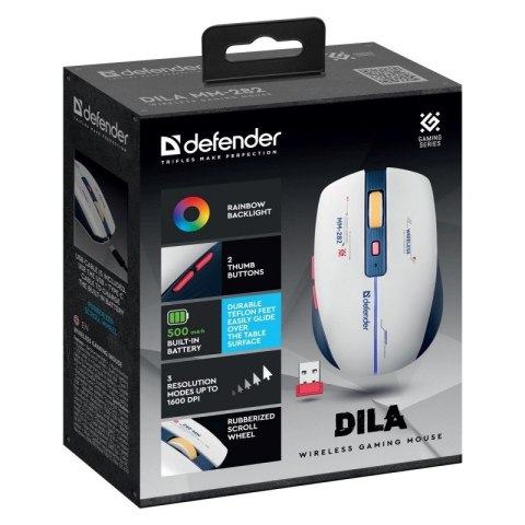 Defender DEFENDER MYSZ BEZPRZEWODOWA DILA MM-282 RF 1800DPI 6P AKUMULATOROWA 52282 Defender DEFENDER MYSZ BEZPRZEWODOWA DILA MM-282 RF 1800DPI 6P AKUMULATOROWA 52282