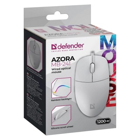 Defender DEFENDER MYSZ PRZEWODOWA AZORA MB-241 OPTYCZNA 1200DPI 3P BIALA 52242 Defender DEFENDER MYSZ PRZEWODOWA AZORA MB-241 OPTYCZNA 1200DPI 3P BIALA 52242