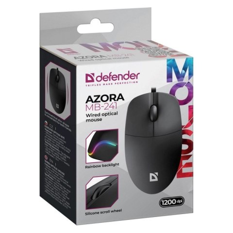 Defender DEFENDER MYSZ PRZEWODOWA AZORA MB-241 OPTYCZNA 1200DPI 3P CZARNA 52241 Defender DEFENDER MYSZ PRZEWODOWA AZORA MB-241 OPTYCZNA 1200DPI 3P CZARNA 52241