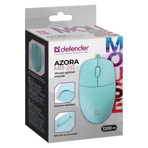 Defender DEFENDER MYSZ PRZEWODOWA AZORA MB-241 OPTYCZNA 1200DPI 3P MIĘTOWA 52243 Defender DEFENDER MYSZ PRZEWODOWA AZORA MB-241 OPTYCZNA 1200DPI 3P MIĘTOWA 52243