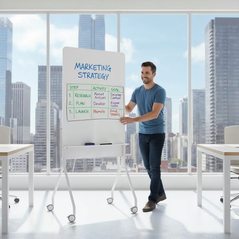 Ergo office ERGO OFFICE MOBILNA TABLICA SUCHOŚCIERALNA, ORIENTACJA PIONOWA, BIAŁA, JEDNOSTRONNA, Z PÓŁKĄ, WYMIARY TABLICY 1190X790MM ER-3