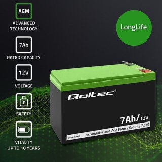 Qoltec QOLTEC AKUMULATOR AGM 12V | 7AH | MAX. 105A | SECURITY