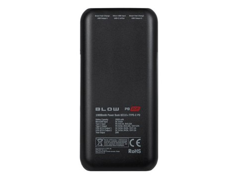 BLOW BLOW POWER BANK 20000MAH PD 20W CZARNY PB20F BLOW BLOW POWER BANK 20000MAH PD 20W CZARNY PB20F