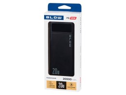 BLOW BLOW POWER BANK 20000MAH QC+PD 20W + LIGHTNING CZARNY PB20E