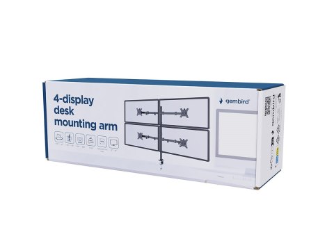 GEMBIRD GEMBIRD BIURKOWE RAMIĘ/UCHWYT DLA CZTERECH MONITORÓW (REGULOWANE), 13"- 32" GEMBIRD GEMBIRD BIURKOWE RAMIĘ/UCHWYT DLA CZTERECH MONITORÓW (REGULOWANE), 13"- 32"