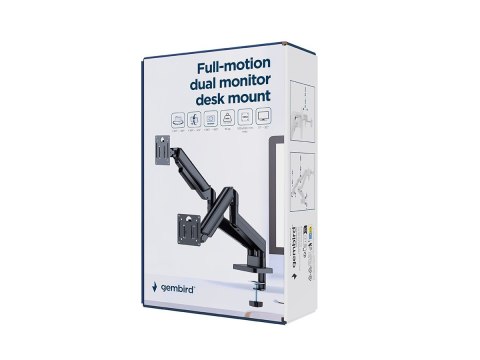 GEMBIRD GEMBIRD BIURKOWE RAMIĘ/UCHWYT NA DWA MONITORY (REGULOWANE) 17"-32", OBCIĄŻENIE DO 10KG, KOLOR CZARNY GEMBIRD GEMBIRD BIURKOWE RAMIĘ/UCHWYT NA DWA MONITORY (REGULOWANE) 17"-32", OBCIĄŻENIE DO 10KG, KOLOR CZARNY