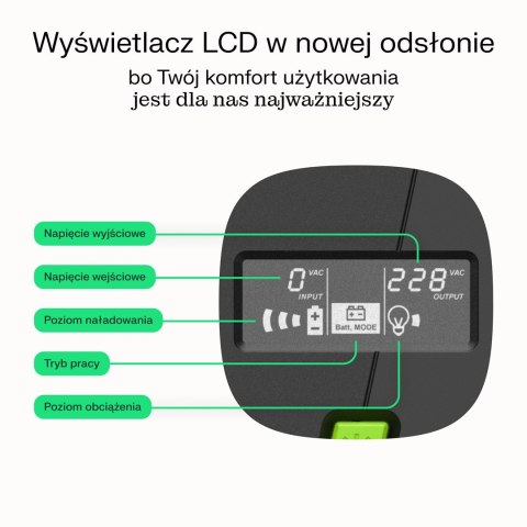 Green Cell GREEN CELL UPS POWERPROOF 480W/750VA CZYSTA SINUSOIDA Green Cell GREEN CELL UPS POWERPROOF 480W/750VA CZYSTA SINUSOIDA