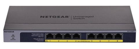 NETGEAR Switch Netgear GS108PP-100EUS 8p PoE 123W (PoE+: 8p) Unmanaged Gigabit